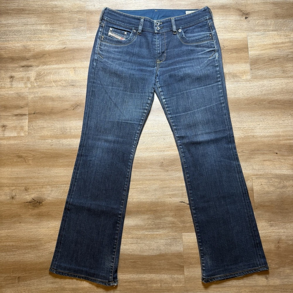 Diesel Ronhar Jeans‎ Women 31x30 Blue Bootcut Stretch Dark Wash Italy (Hemmed)